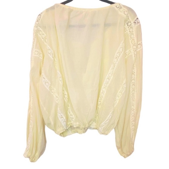 New with Tags Free People Maria Maria Lace Blouse In Lemon Gela - Picture 7 of 7